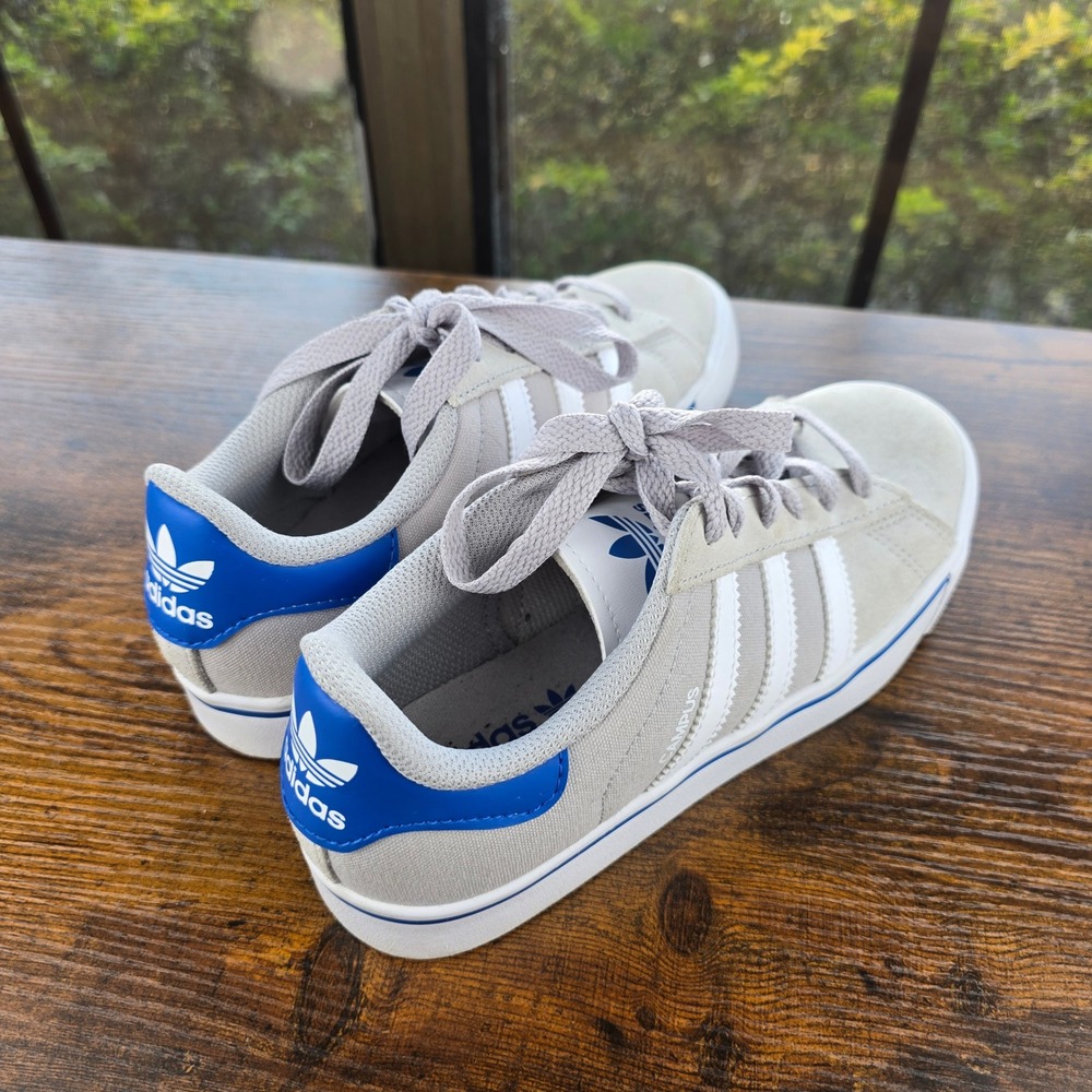 Adidas Campus Vulc Grey Suede Sneakers Low Top Blue Heel Tab Skate Shoes